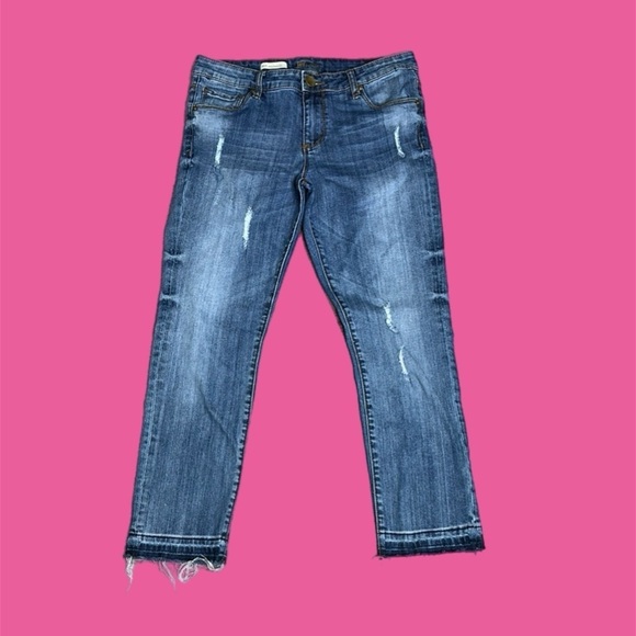Kut from The Kloth Women’s REESE Ankle Straight Leg Jeans Raw Hem Blue Sz 8 - Picture 1 of 11